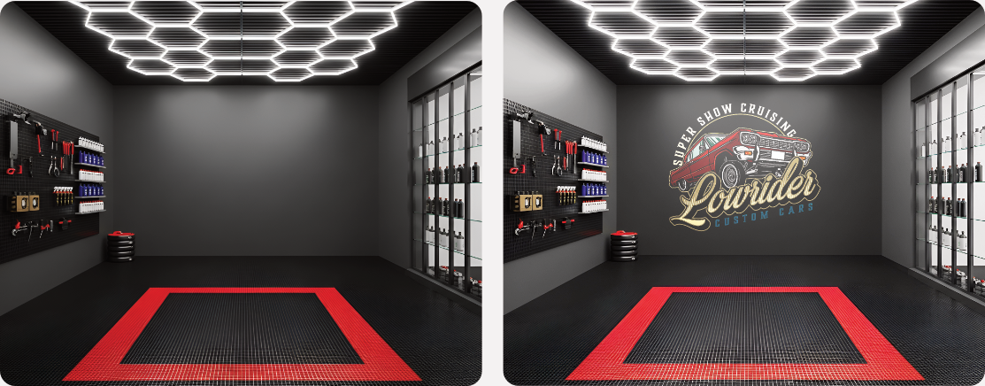 Custom Car Garage Wall Mural for Automotive Workshop Branding